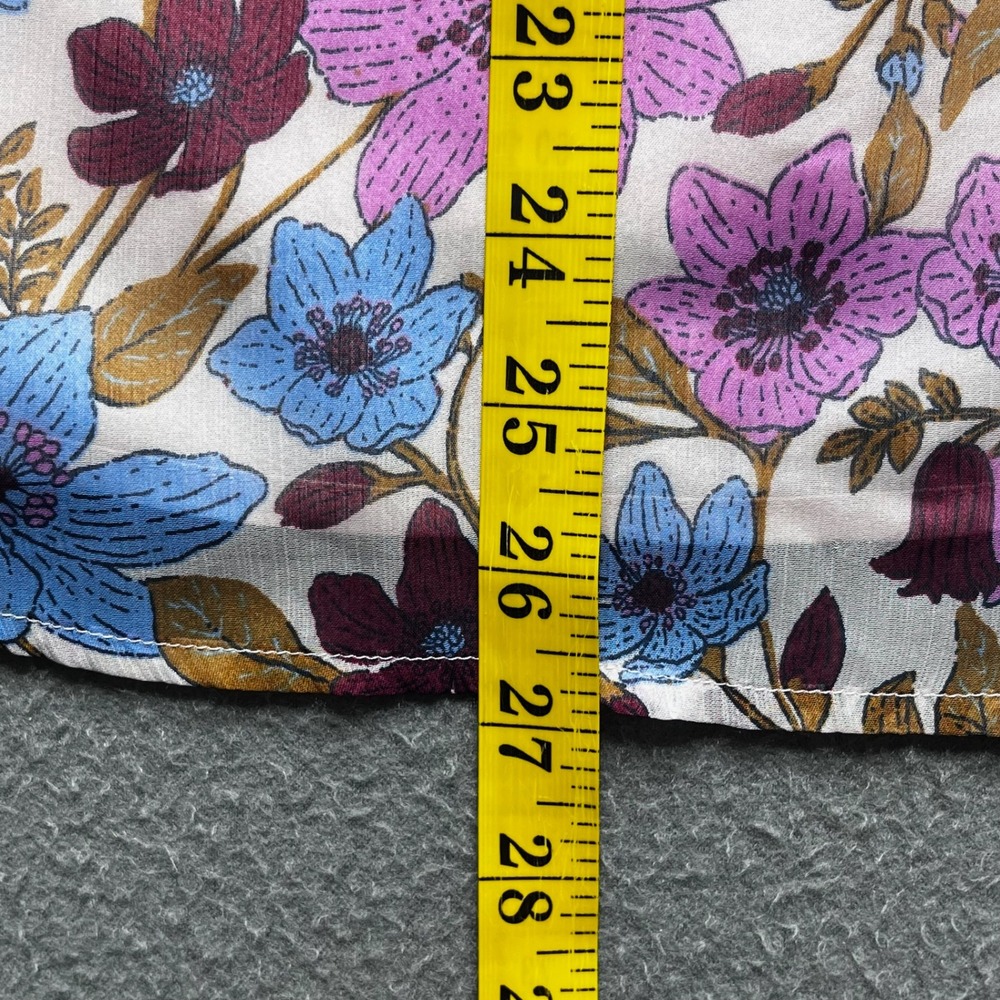 Vineyard Vines Women Blouse Floral Polyester M Ruffle Shoulder Boho Preppy - Picture 10 of 13